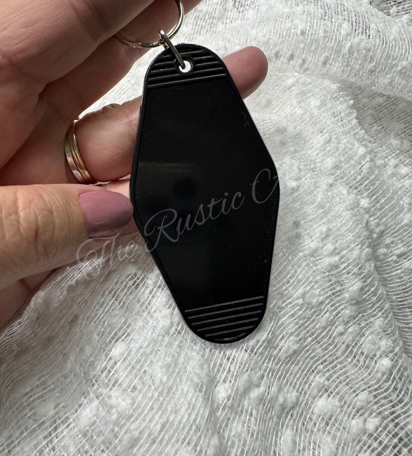 Horseshoe Glitter Retro Hotel Motel Plastic Keychain