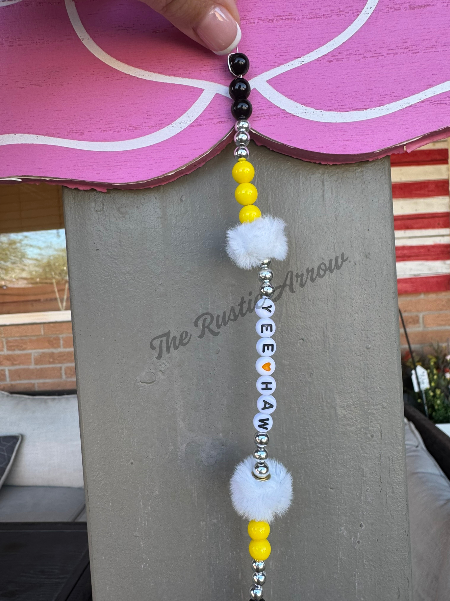 Yeehaw Sunshine Cowboy Metal Hanging Car Charm