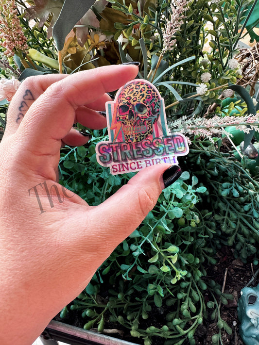Stressed Since Birth Skelly Sticker