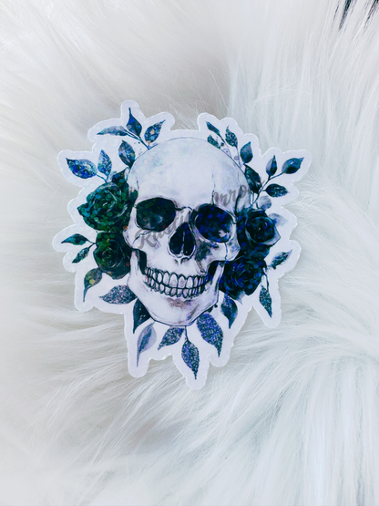 Dark Skull Black Rose Sticker