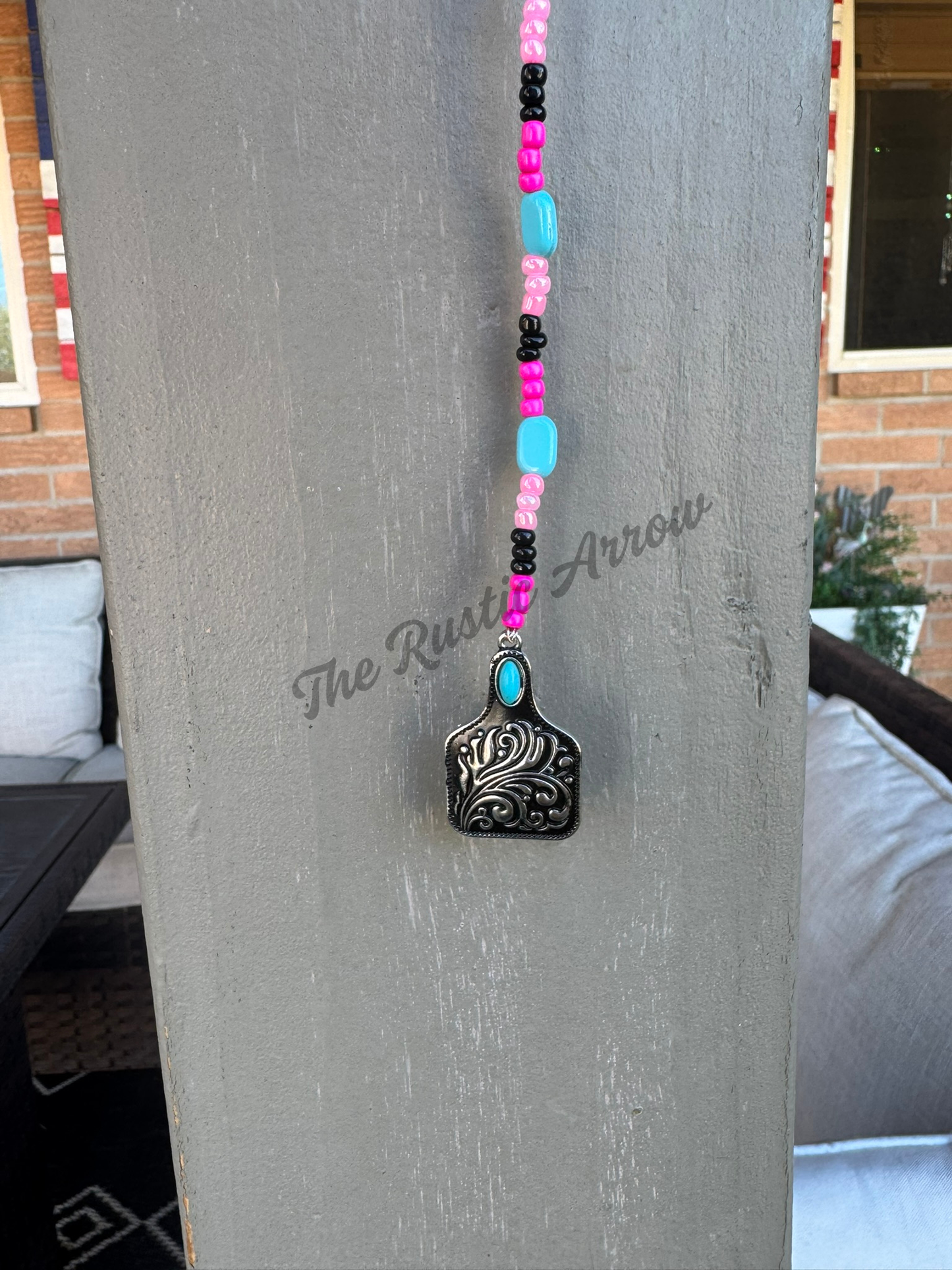 Classy Cow Tag Metal Hanging Car Charm