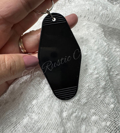 Horseshoe Glitter Retro Hotel Motel Plastic Keychain