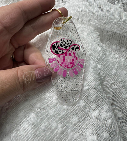 Rodeo Queen Disco Ball Hotel Motel Plastic Keychain