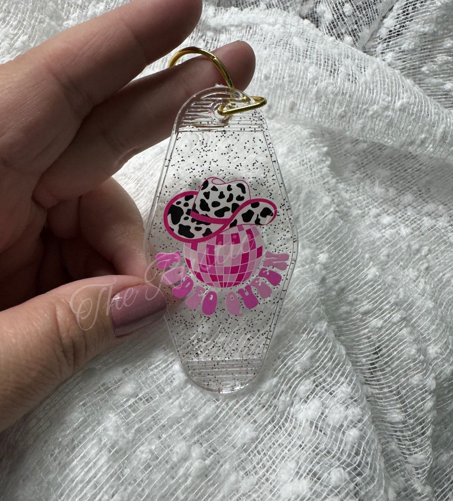Rodeo Queen Disco Ball Hotel Motel Plastic Keychain