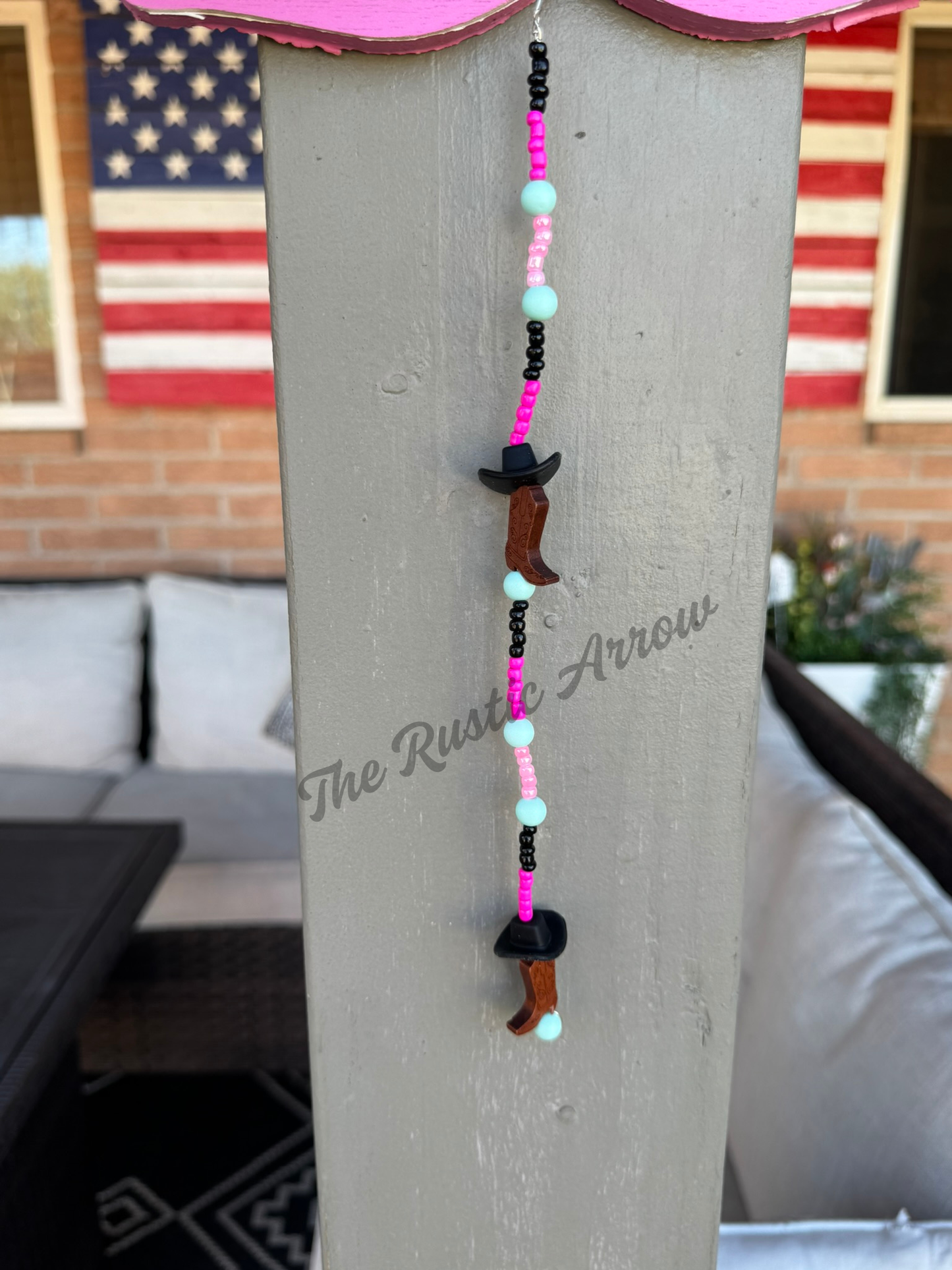 Cowgirl Boot & Hat Metal Hanging Car Charm