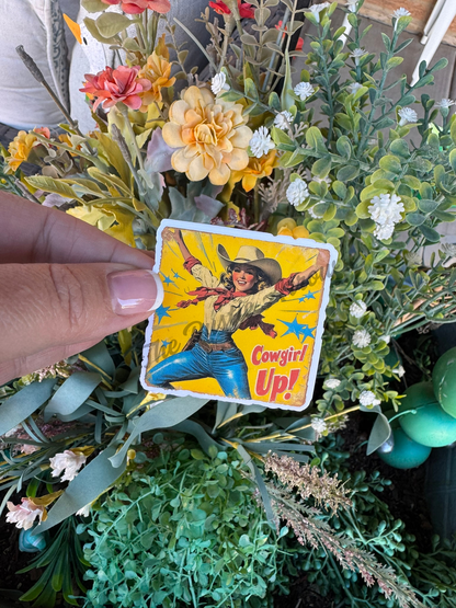 Vintage Cowgirl Up Lady Sticker