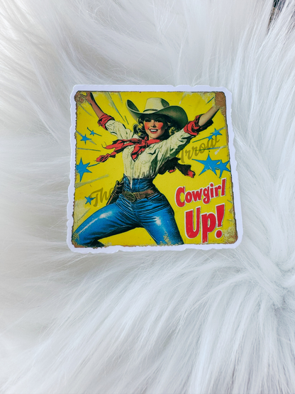 Vintage Cowgirl Up Lady Sticker