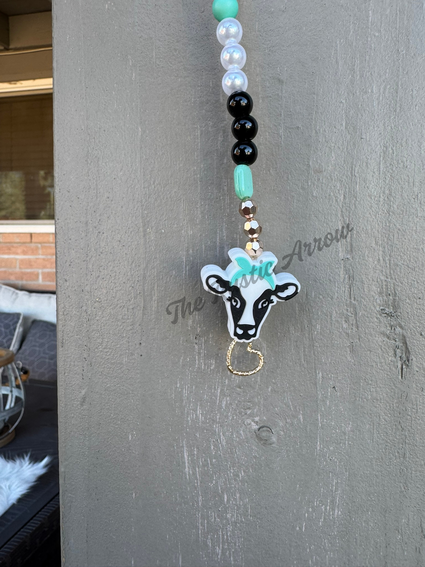 Gold Heifer Metal Hanging Car Charm