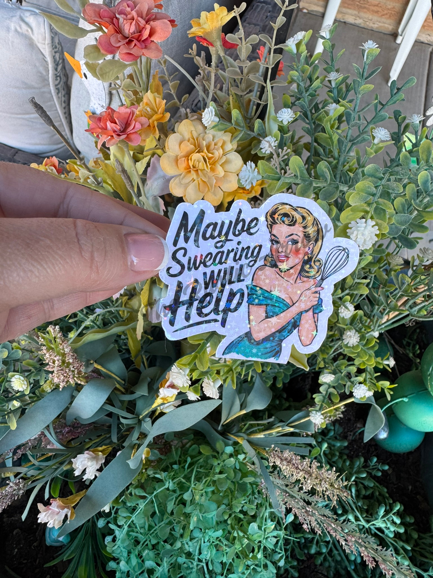 Vintage Housewives Snarky Maybe Swearing Will Help Sticker