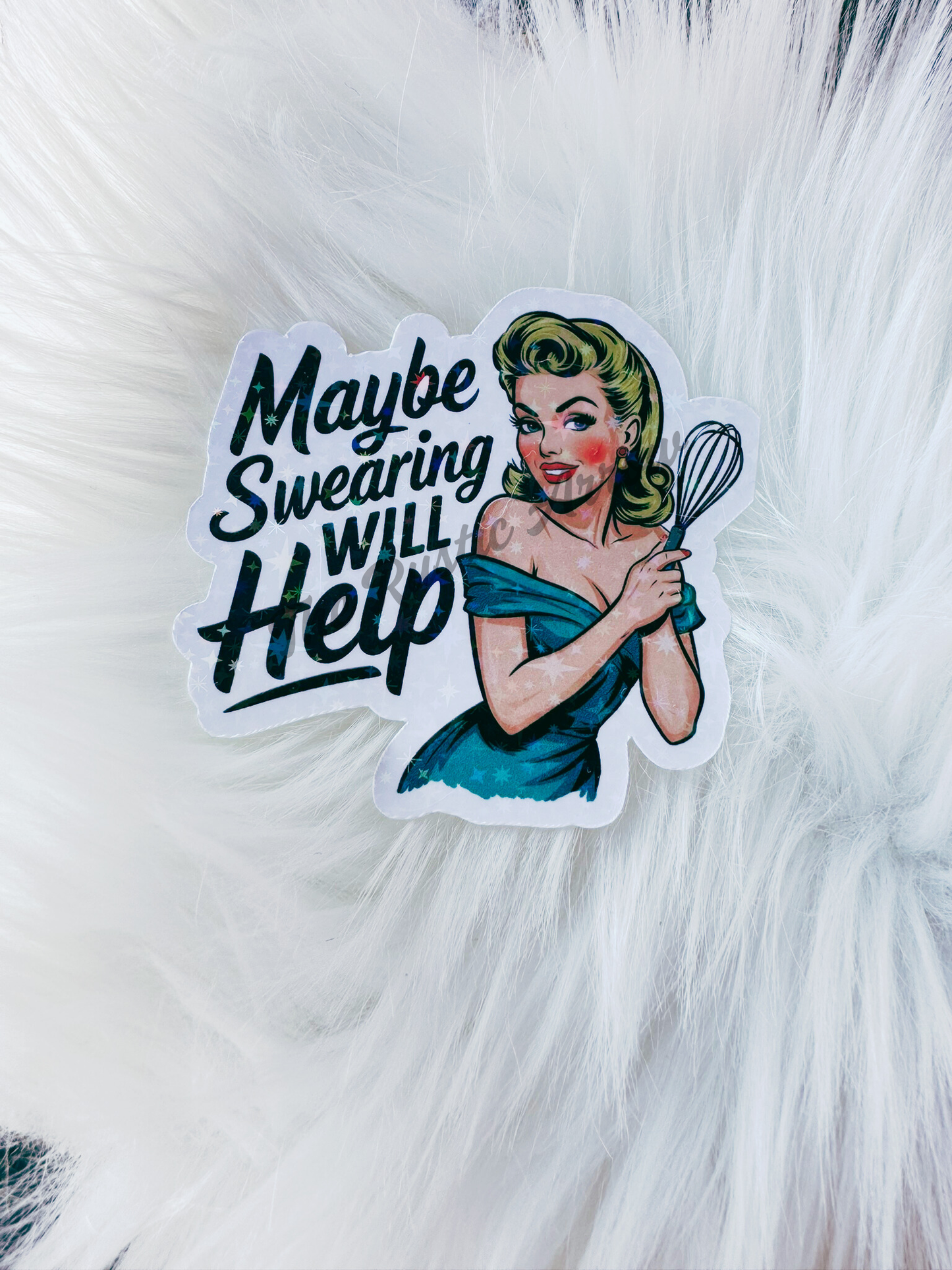 Vintage Housewives Snarky Maybe Swearing Will Help Sticker