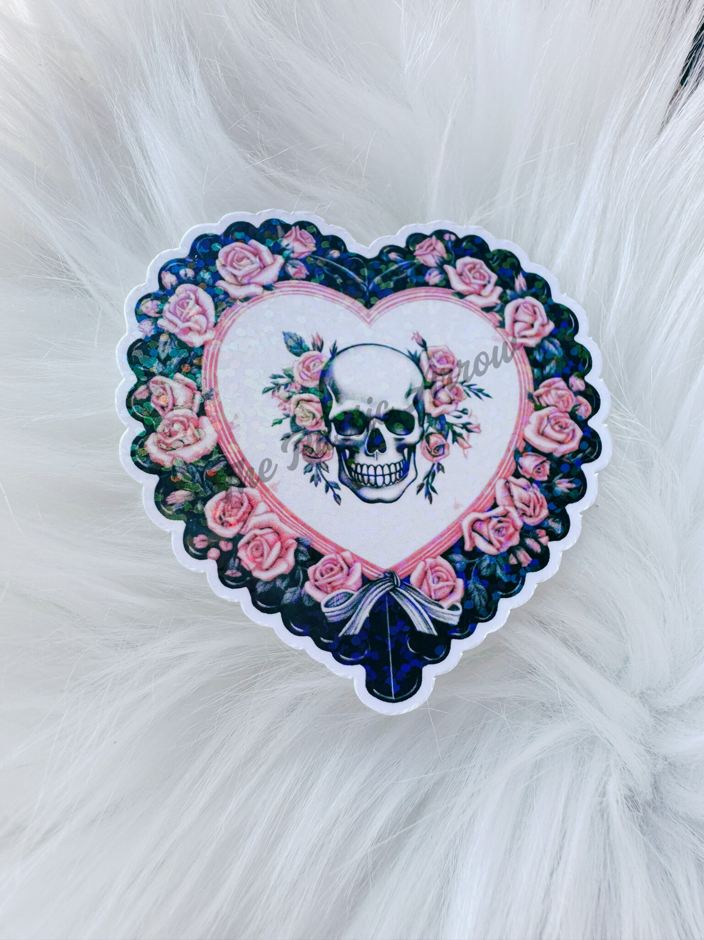 Pink Love Rose Skull Sticker