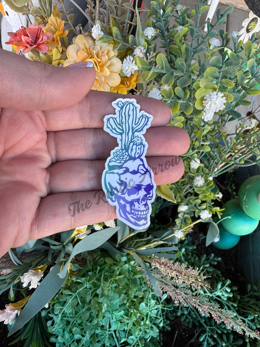 Saguaro Cactus Skull Sticker