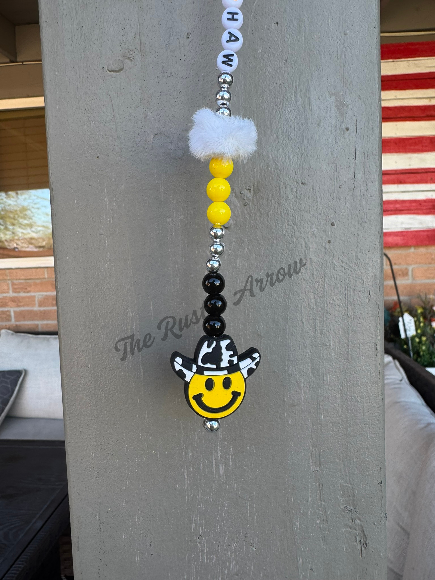 Yeehaw Sunshine Cowboy Metal Hanging Car Charm