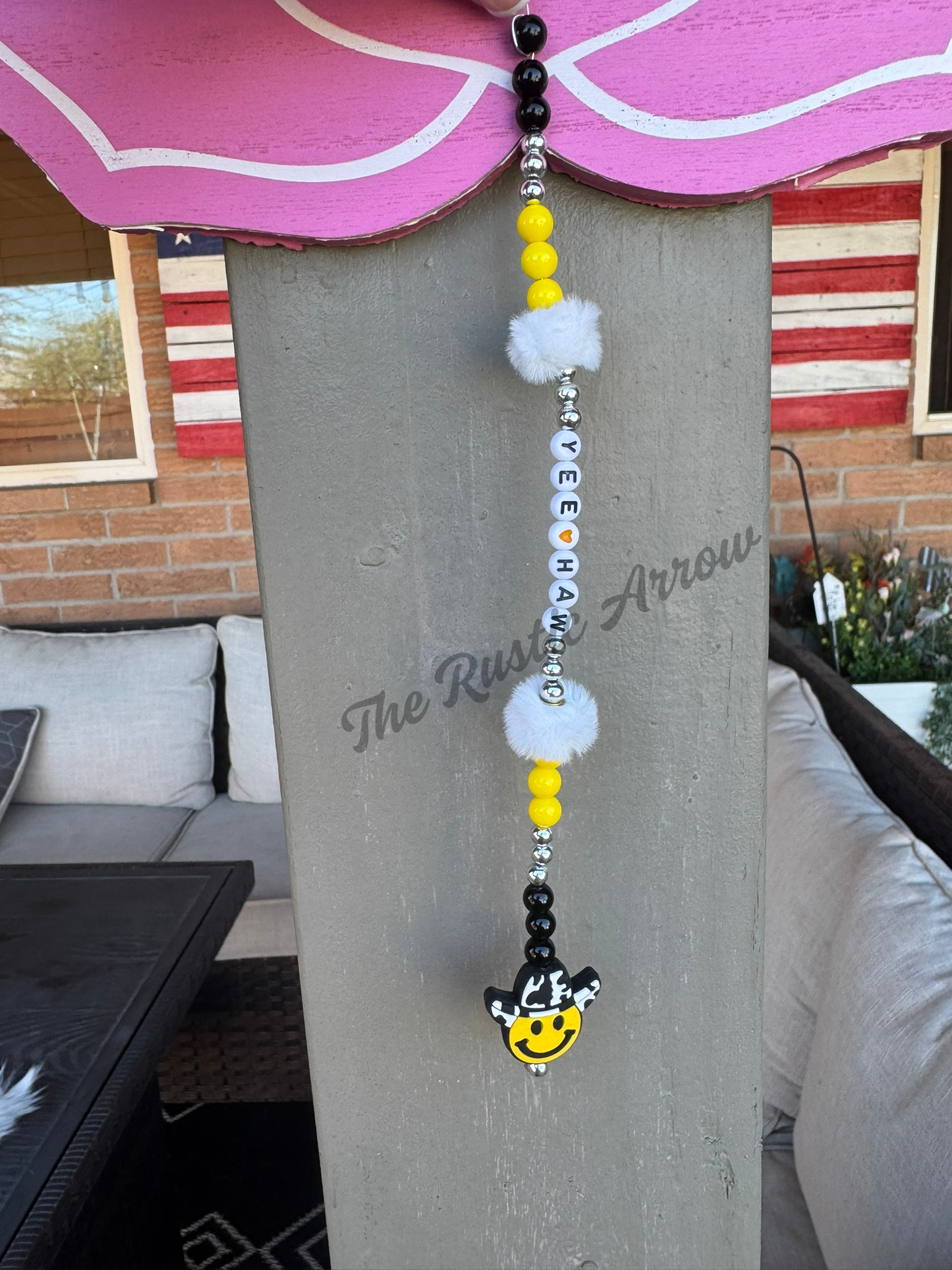 Yeehaw Sunshine Cowboy Metal Hanging Car Charm